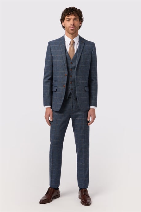 Long Sleeve Slim Fit Suit Jacket in Blue - Image 2