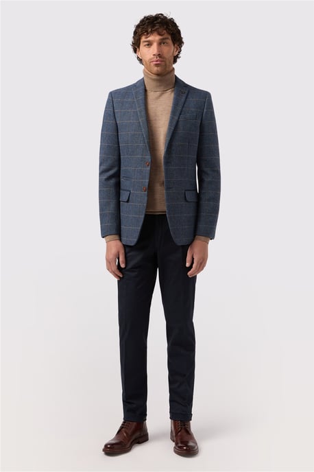 Long Sleeve Slim Fit Suit Jacket in Blue - Image 4