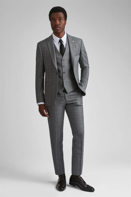 Long Sleeve Slim Fit Suit Jacket in Silver - Image 2