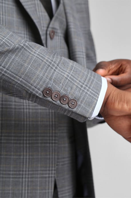 Long Sleeve Slim Fit Suit Jacket in Silver - Image 6