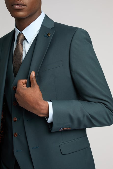 Long Sleeve V-neck Slim Fit Suit Jacket in Dark Blue - Image 4