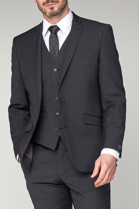 Long Sleeve Slim Fit Suit Jacket in Charcoal - Image 1