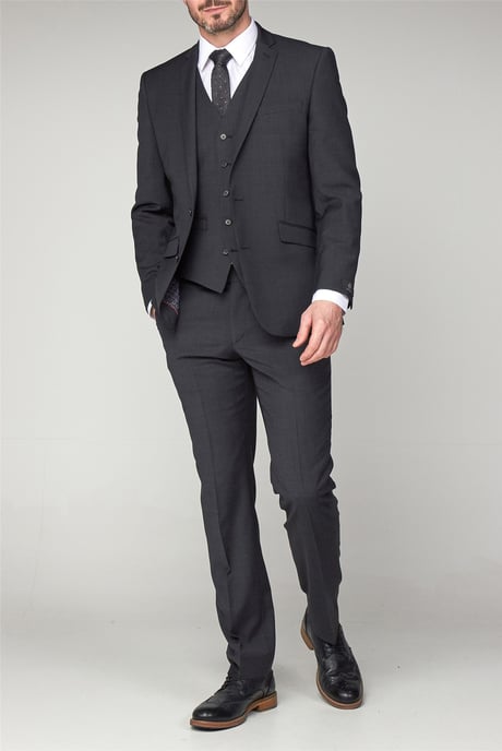 Long Sleeve Slim Fit Suit Jacket in Charcoal - Image 2