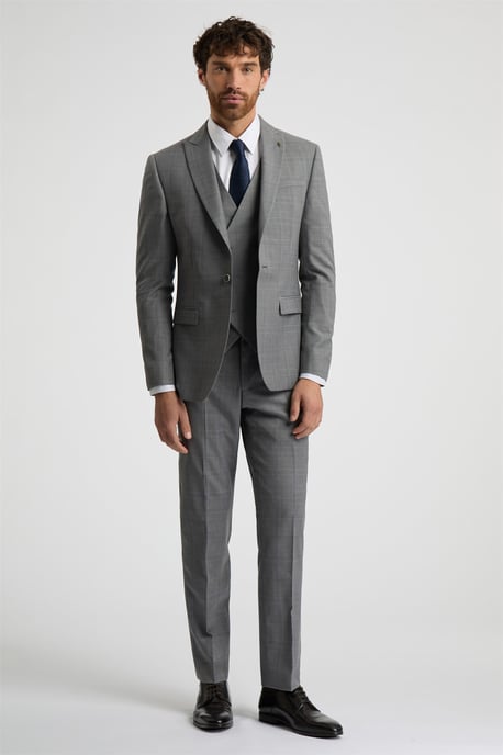 Long Sleeve Slim Fit Suit Jacket in Grey - Image 2
