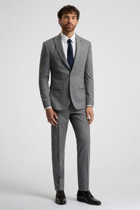 Long Sleeve Slim Fit Suit Jacket in Grey - Image 4