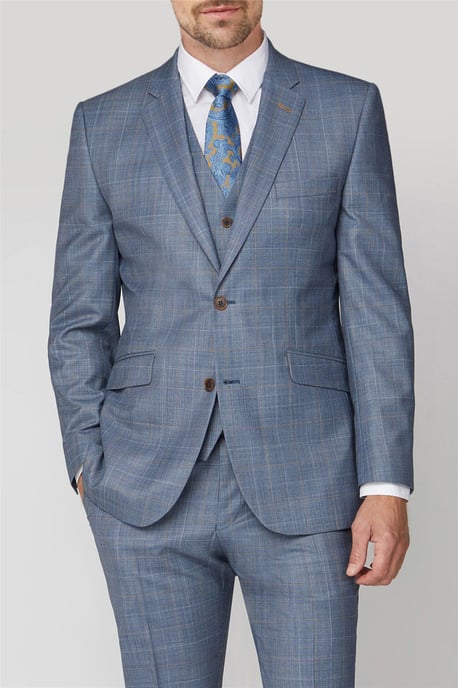 Long Sleeve Regular Suit Jacket in Light Blue - Image 1