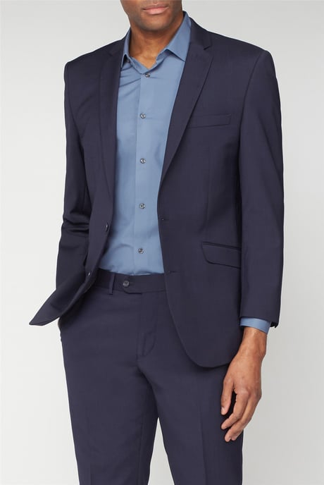 Long Sleeve Tailored Suit Jacket in Navy - Image 1