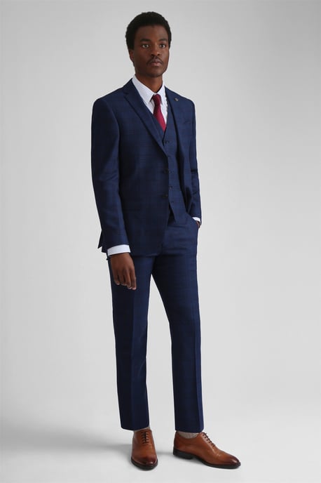 Long Sleeve Slim Fit Suit Jacket in Navy - Image 2