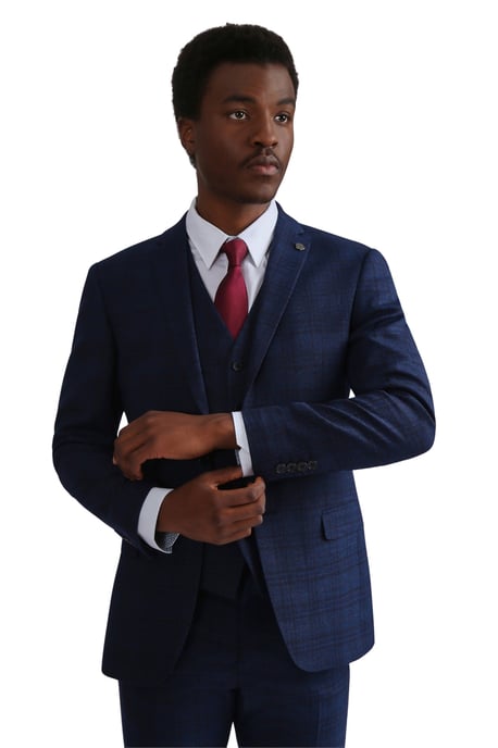 Long Sleeve Slim Fit Suit Jacket in Navy - Image 5