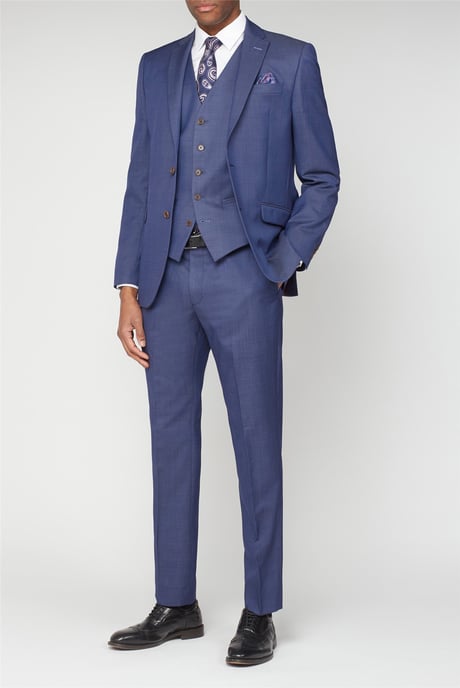 Long Sleeve Slim Fit Suit Jacket in Blue - Image 2