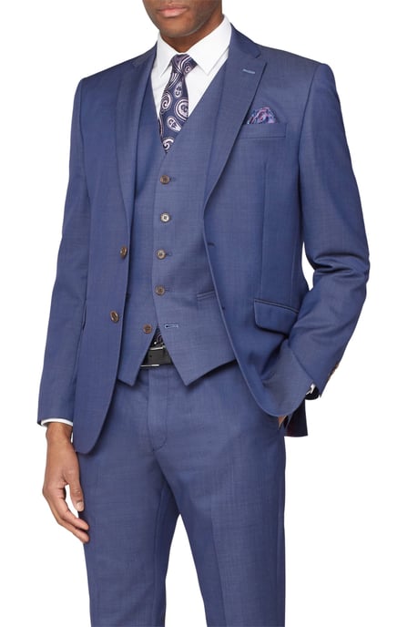 Long Sleeve Slim Fit Suit Jacket in Blue - Image 4