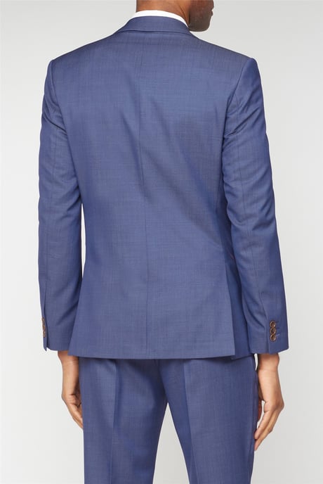Long Sleeve Slim Fit Suit Jacket in Blue - Image 5