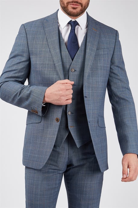 Long Sleeve Regular Suit Jacket in Light Blue - Image 1