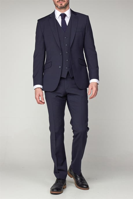 Long Sleeve Regular Fit Suit Jacket in Dark Navy - Image 2