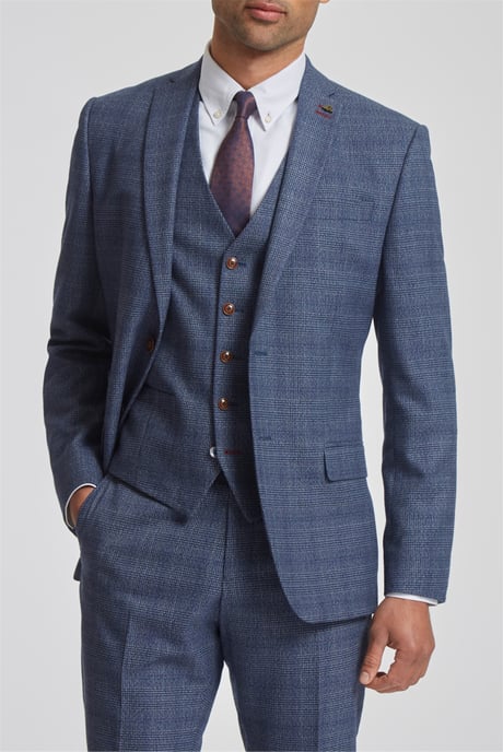 Long Sleeve Slim Fit Suit Jacket in Light Blue - Image 1