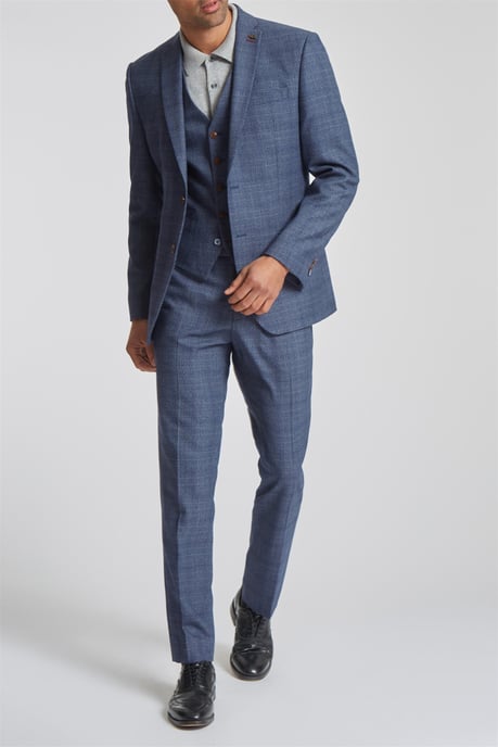 Long Sleeve Slim Fit Suit Jacket in Light Blue - Image 3