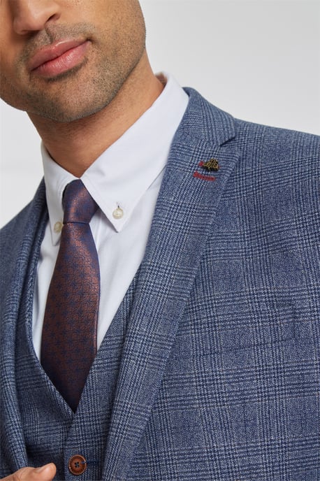 Long Sleeve Slim Fit Suit Jacket in Light Blue - Image 4