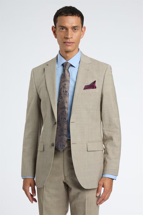 Long Sleeve Regular Suit Jacket in Stone - Image 1