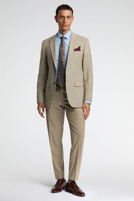 Long Sleeve Regular Suit Jacket in Stone - Image 2
