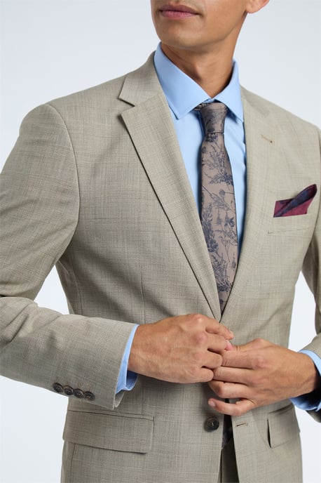 Long Sleeve Regular Suit Jacket in Stone - Image 3