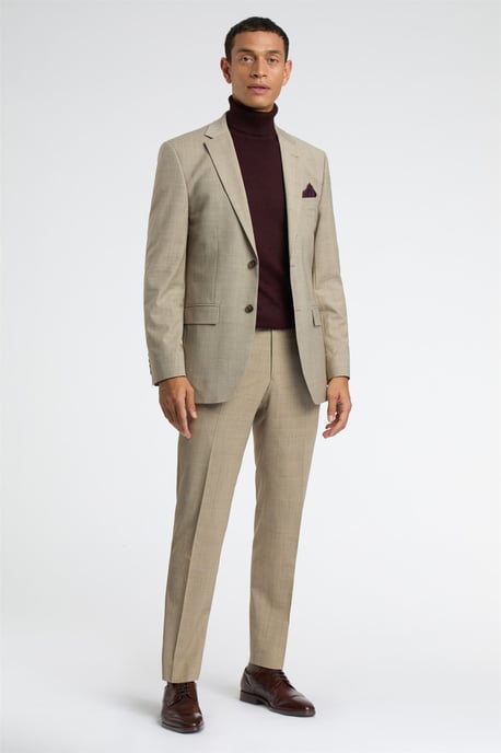 Long Sleeve Regular Suit Jacket in Stone - Image 4