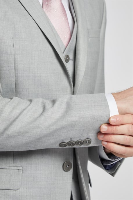 Long Sleeve Slim Fit Suit Jacket in Silver - Image 5