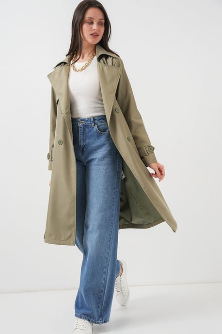 Gestrikte Lange Mouwen Trenchcoat - Image 2