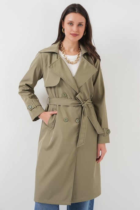 Gestrikte Lange Mouwen Trenchcoat - Image 3