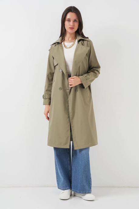 Gestrikte Lange Mouwen Trenchcoat - Image 4