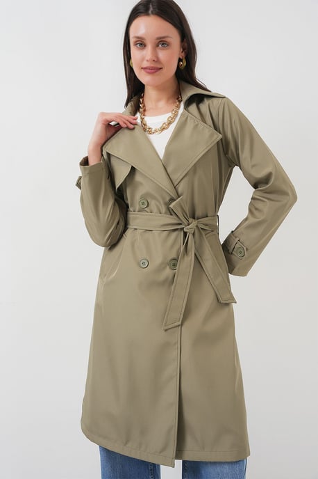 Gestrikte Lange Mouwen Trenchcoat - Image 5