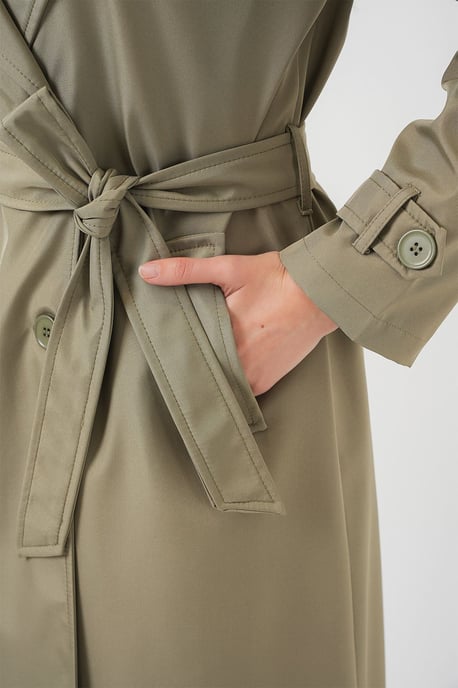 Gestrikte Lange Mouwen Trenchcoat - Image 6