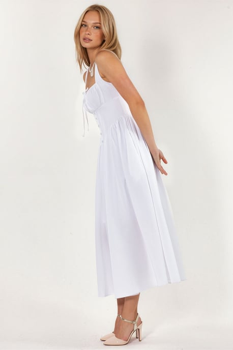 Midi Dress with Square Collar and Button Detail - Image 3