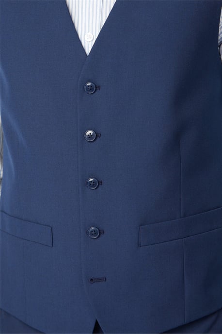 Single Breasted Five Button V-neck Slim Fit Suit Waistcoat in Dark Navy - Image 2