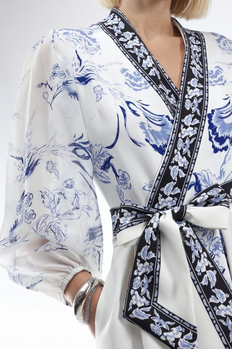 Floral V-Neck Maxi Wrap Dress with Belt - Image 4