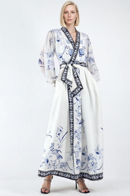 Floral V-Neck Maxi Wrap Dress with Belt - Image 5