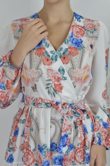 Floral V-Neck Maxi Dress with Tie Detail - Image 2