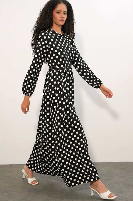 Bloemrijke Maxi Trui Jurk met Strikdetail - Image 4