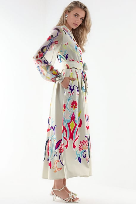 Floral Print Maxi A-Line Dress - Image 3