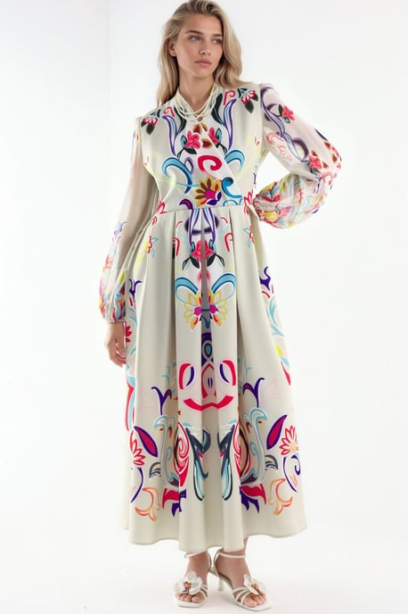 Floral Print Maxi A-Line Dress - Image 5