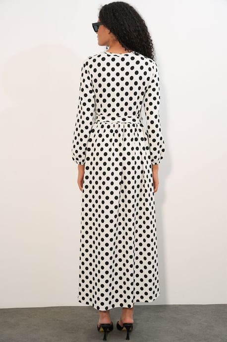 Floral Crewlijf Maxi Brei Jurk met Strikdetail - Image 6