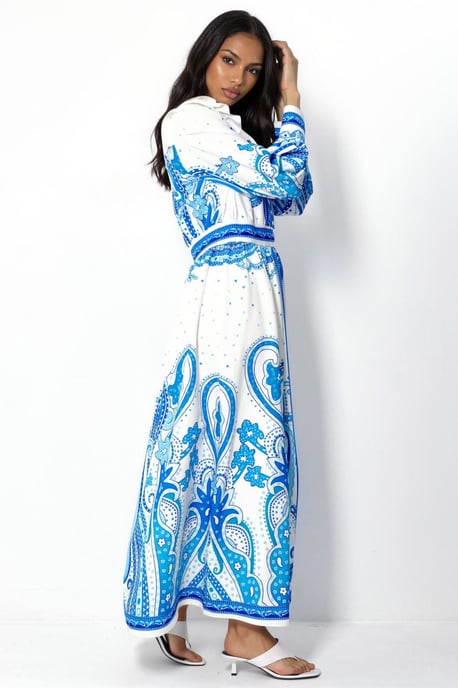 V-Neck Paisley Maxi Dress with Slit - Image 3