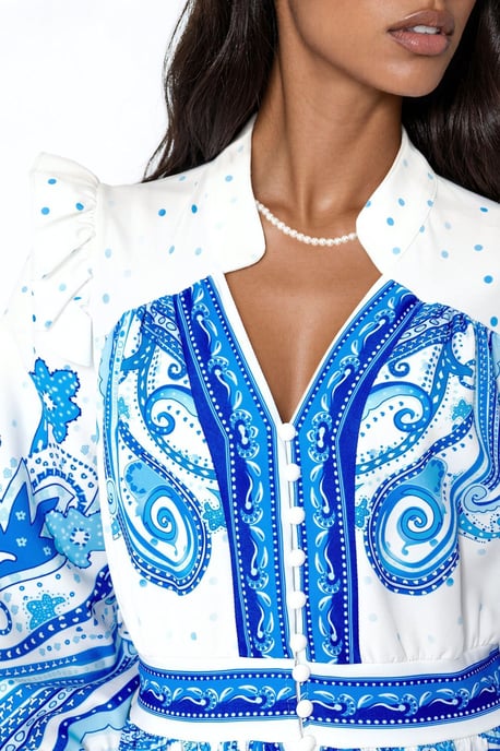 V-Neck Paisley Maxi Dress with Slit - Image 4