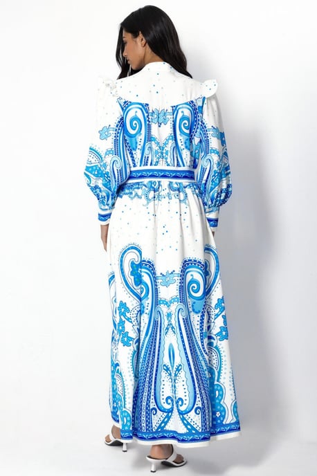 V-Neck Paisley Maxi Dress with Slit - Image 5