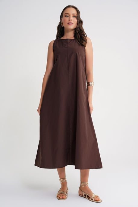 Maxi poplin jurk met zakken - Image 1