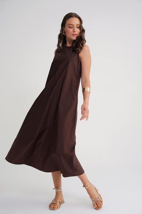 Maxi poplin jurk met zakken - Image 2