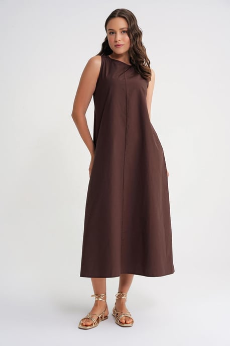 Maxi poplin jurk met zakken - Image 4