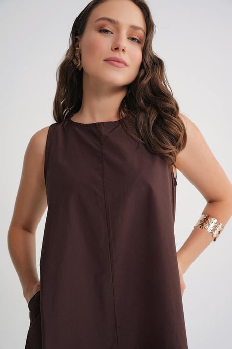 Maxi poplin jurk met zakken - Image 5