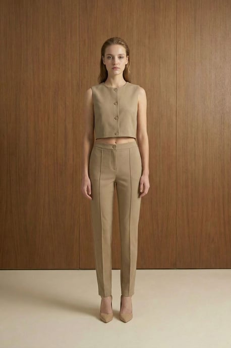 Crew Neck Crop Top & Hoge Taille Broek Twee-Stuks Set - Image 6