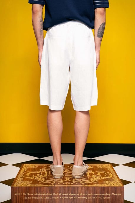 Herrlinneblandning Högmidjade Chino Shorts - Image 3