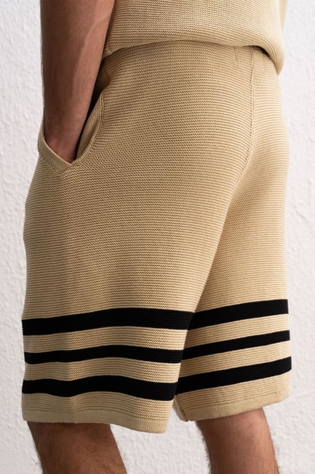Heren Katoenen Gestreepte Sweatshort - Image 2